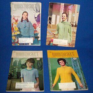 4 Vintage Workbasket Home Arts Magazines 1960s 1970s Crochet & Knitting Crafts